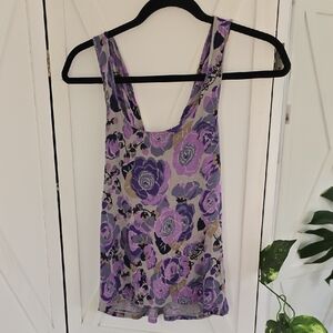 Free People Lavender and Beige Floral Tank